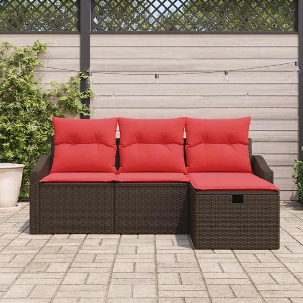 Soffset 4 st Brun Poly rattan
