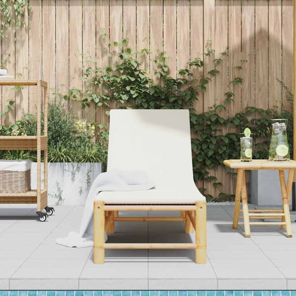 Solsäng med dynor 55x199x30 cm bambu