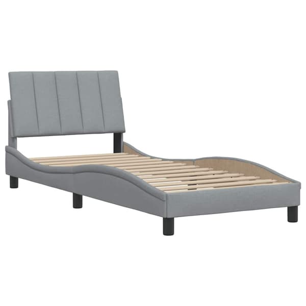Bed Frame without Mattress "Hanko" Light Grey 90x190 cm Fabric