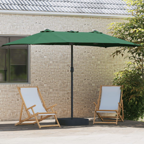 Trädgårdsparasol Grön 385 x 209 x 244 cm Polyester