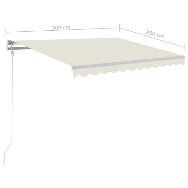 Automatisk markis med vindsensor & LED 300x250 cm gräddvit
