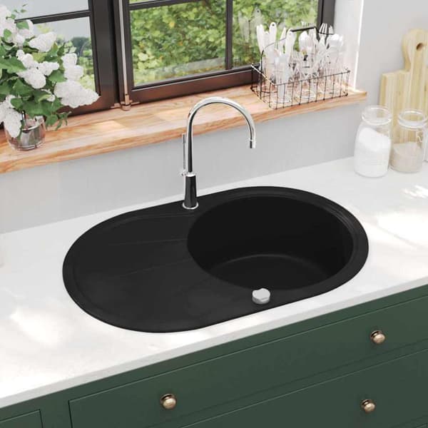 Diskho granit enkel oval svart