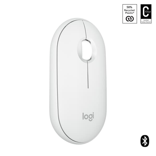 Logitech Pebble Mouse 2 M350s - mus - Bluetooth 5.2 LE - tonal white