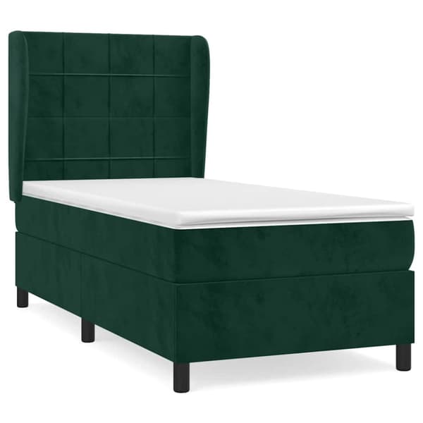 Ramsäng med madrass mörkgrön 100x200 cm sammet
