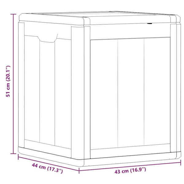 Dynbox 90 liter grå PP-träliknande