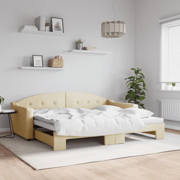 Dagbädd utdragbar gräddvit 90x200 cm tyg