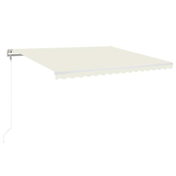 Automatisk markis med vindsensor & LED 400x350 cm gräddvit