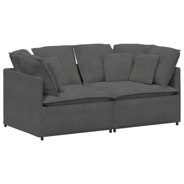 Modulsoffa med dynor manchestertyg mörkgrå