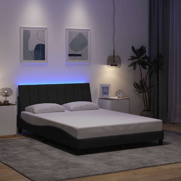 Bed Frame without Mattress "Hanko" Dark Grey 140x190cm Fabric