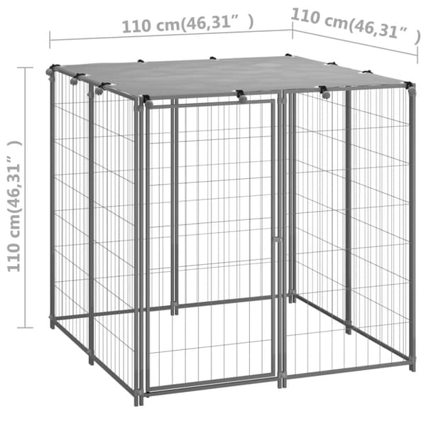 Hundgård silver 110x110x110 cm stål
