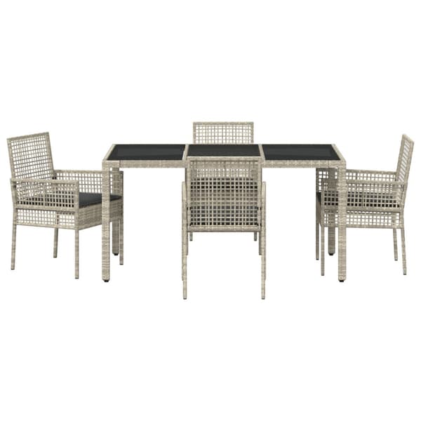 Trädgårdsmöbelset 5 pcs Ljusgrå konstrotting