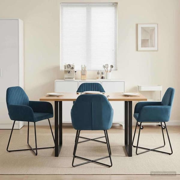 Matstolar 4 pcs Sammet Blå 55 x 50 x 84 cm