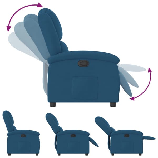 Reclinerfåtölj blå sammet