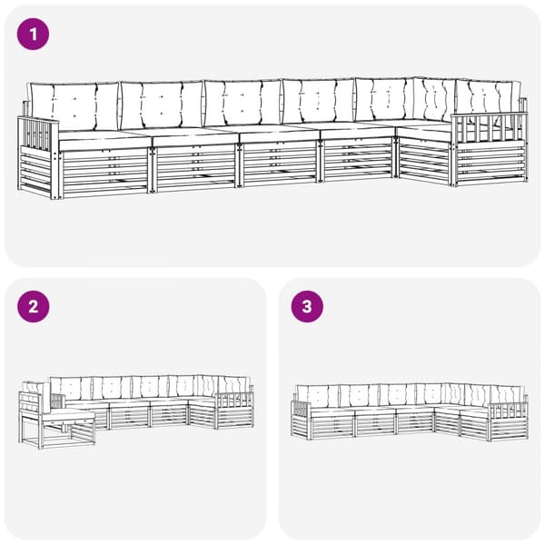 Utomhussoffset med kudde 6 pcs Vit och antracit Polyester