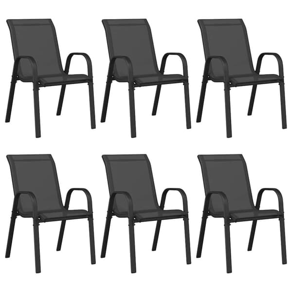 Stapelbara trädgårdsstolar 6 st svart textilentyg