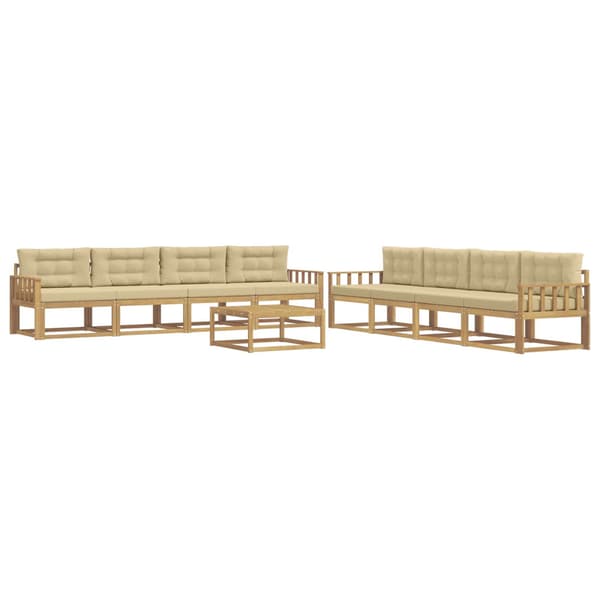 Utomhussoffset 9 pcs Vit och Beige 79 x 79 x 37 cm Polyester