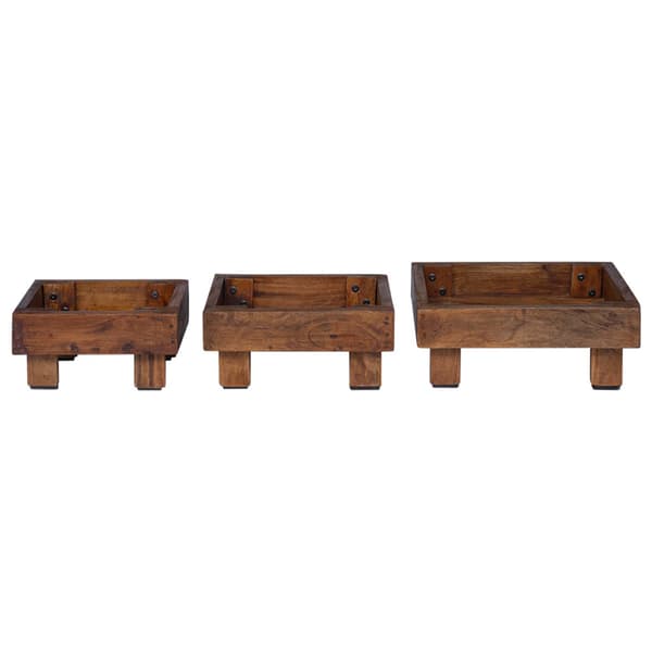 Växtställ 3 pcs Brun Mahognyträ