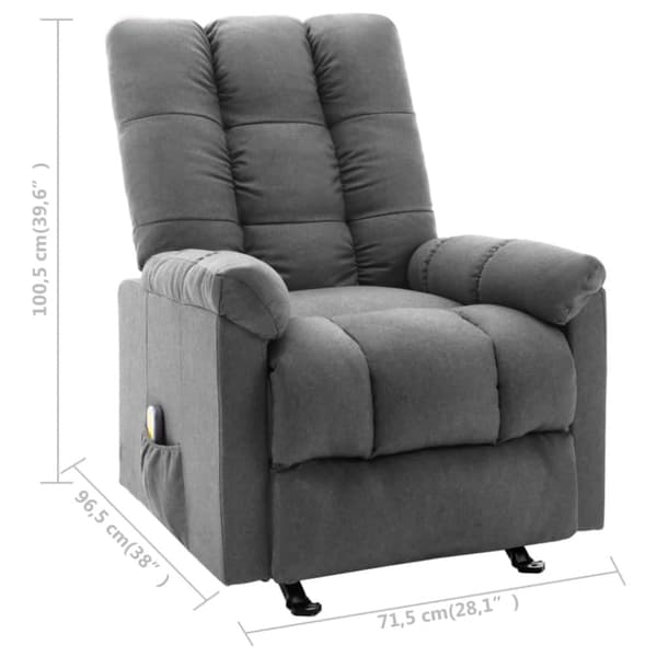 Massagefåtölj ljusgrå tyg