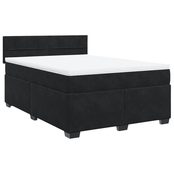 Ramsäng med madrass svart 140x190 cm sammet