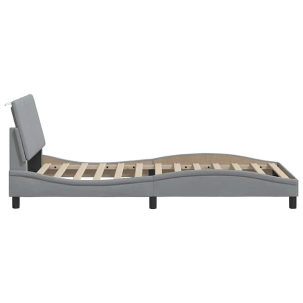 Bed Frame without Mattress "Hanko" Light Grey 100x200 cm Fabric