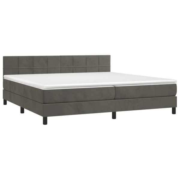 Ramsäng med madrass mörkgrå 200x200 cm sammet
