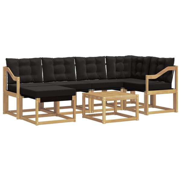Utomhussoffset med kudde 7 pcs Vit och svart