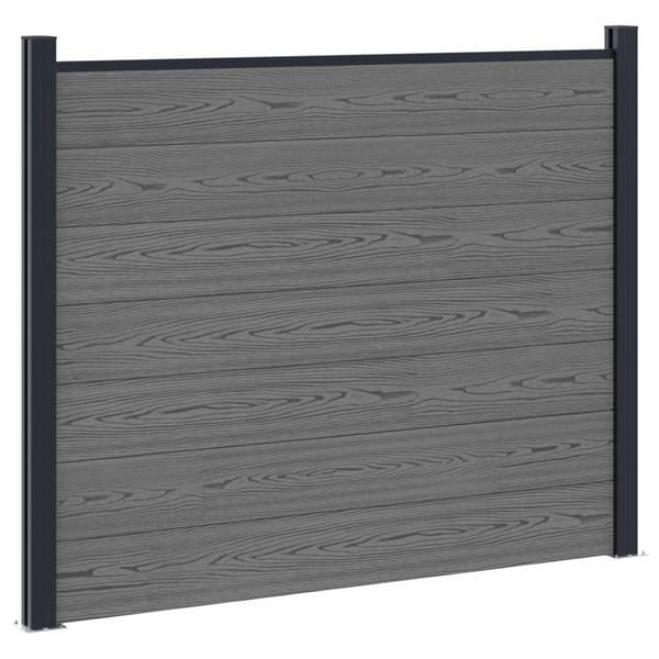 Stängselpanel 2 pcs WPC och aluminium Grå