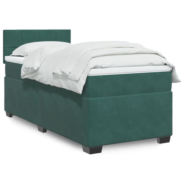 Ramsäng med madrass mörkgrön 90x200 cm sammet