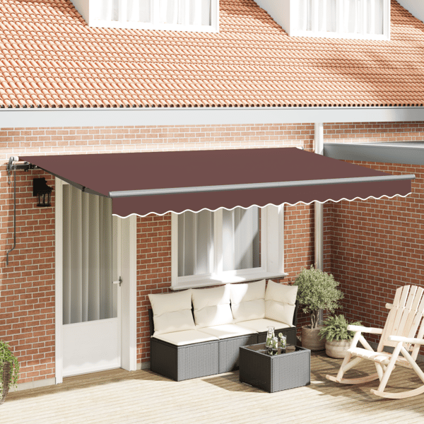 Utfällbar markis Brun 400 x 200 cm tyg