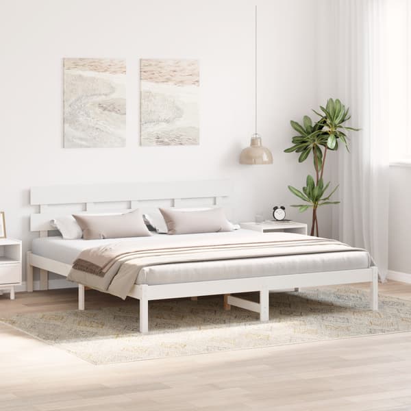 Sängram Vit 180 x 200 cm Massivt tallträ