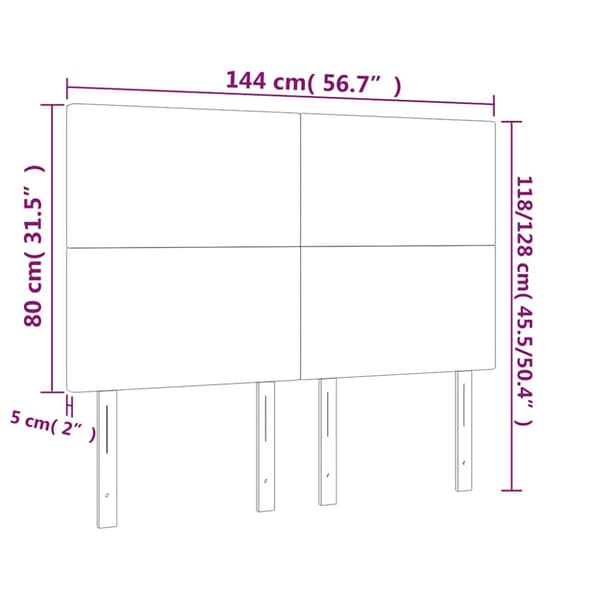 Sänggavel LED mörkgrön 144x5x118/128 cm sammet