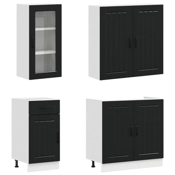 Köksenhet LUCCA 8 pcs Svart Konstruerat trä