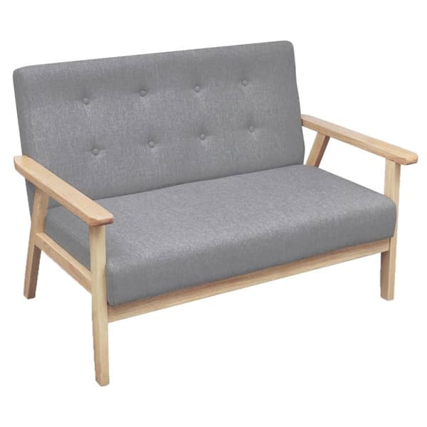 Soffgrupp 2 delar tyg ljusgrå