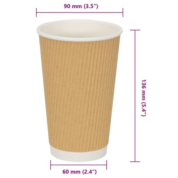 Kaffekoppar i papper 500 st 16oz 400ml brun