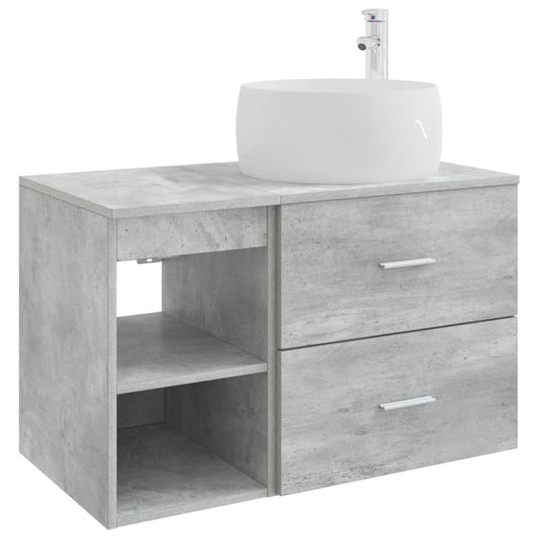 Badrumsmöbelset 2 pcs Betonggrå Konstruerat trä