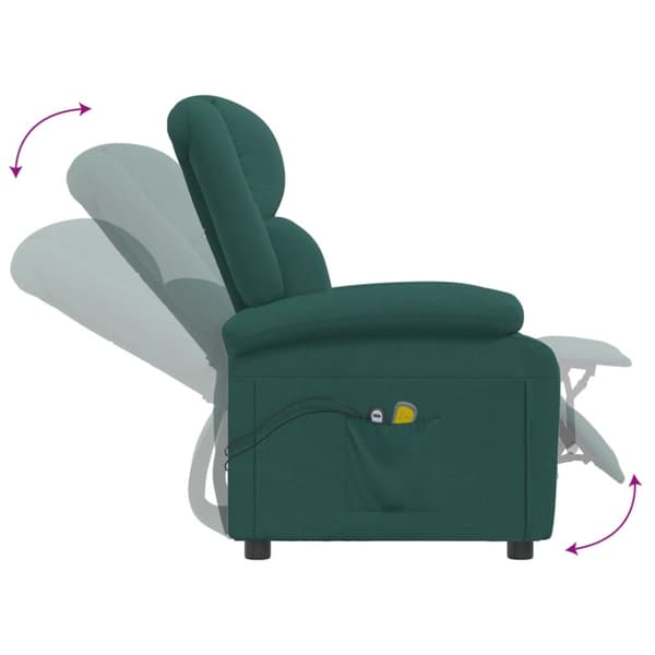 Massagefåtölj mörkgrön tyg