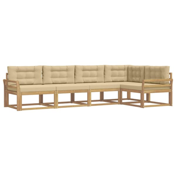 Utomhussoffset med kudde 4 pcs Vit och Beige Polyester