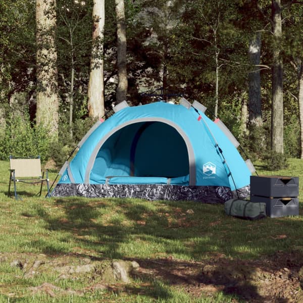 Campingtält 3 personer blå snabbrest