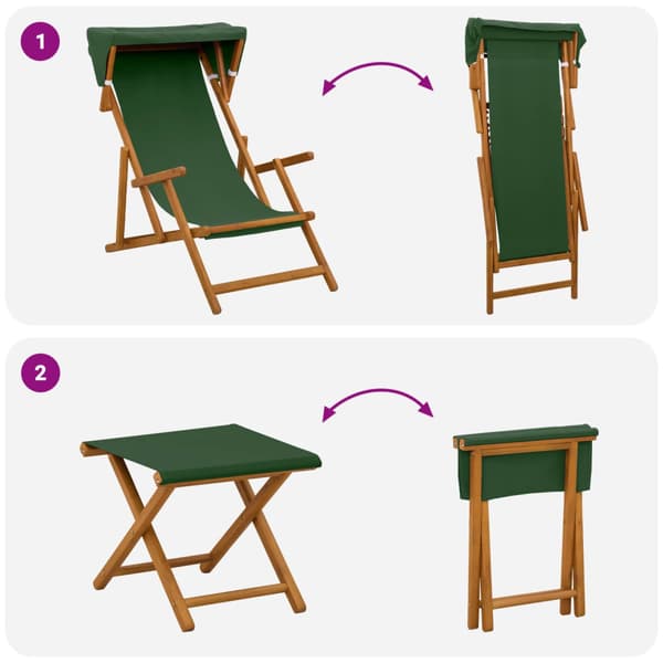 Deck Chair 4 st 3 Position Massiv Eukalyptus Trä Grön