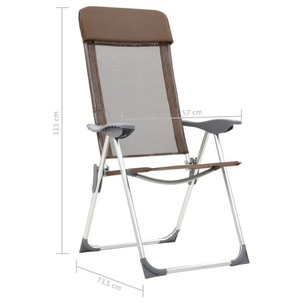 Hopfällbara campingstolar 2 st aluminium brun