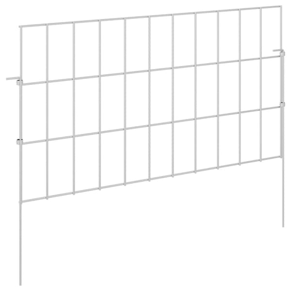 Trädgårdsstängsel med pålar 12 pcs 55 x 30 cm Mesh Silver