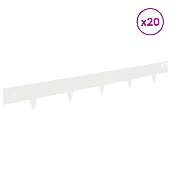 Kant för gräsmatta 20 pcs 100 x 12 cm Stål Vit