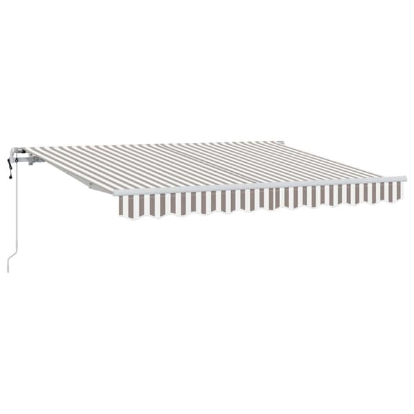Utdragbar markis Ljusgrå och vit. 600 × 300 cm