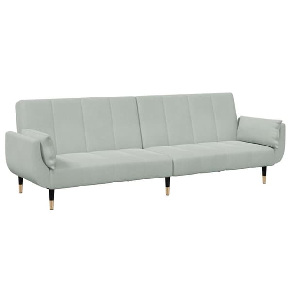 Bäddsoffa 2-sits med fotpall ljusgrå sammet