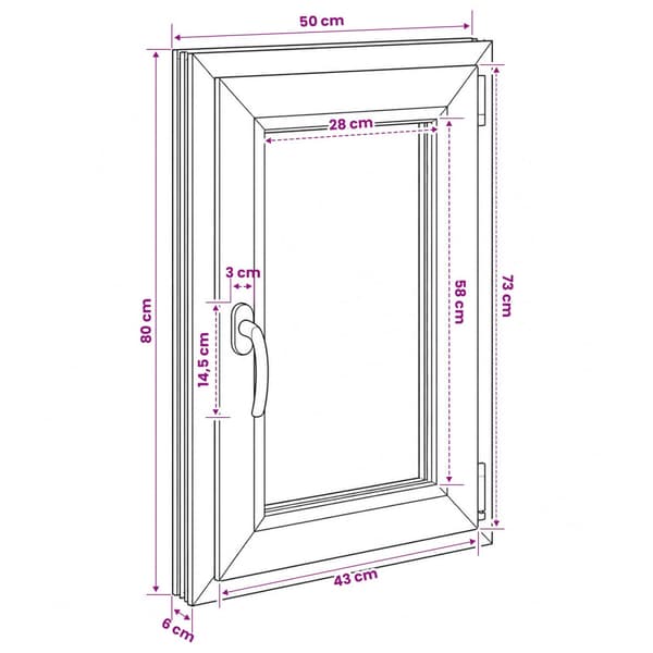 Källarfönster RISOR 50 x 80 cm PVC och glas