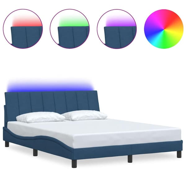 Bed Frame without Mattress "Hanko" Blue 160x200cm Fabric