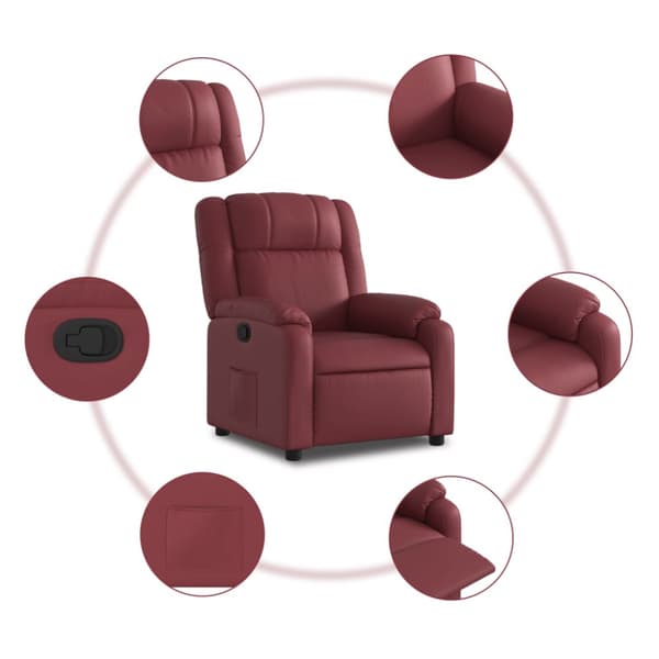 Reclinerfåtölj vinröd konstläder