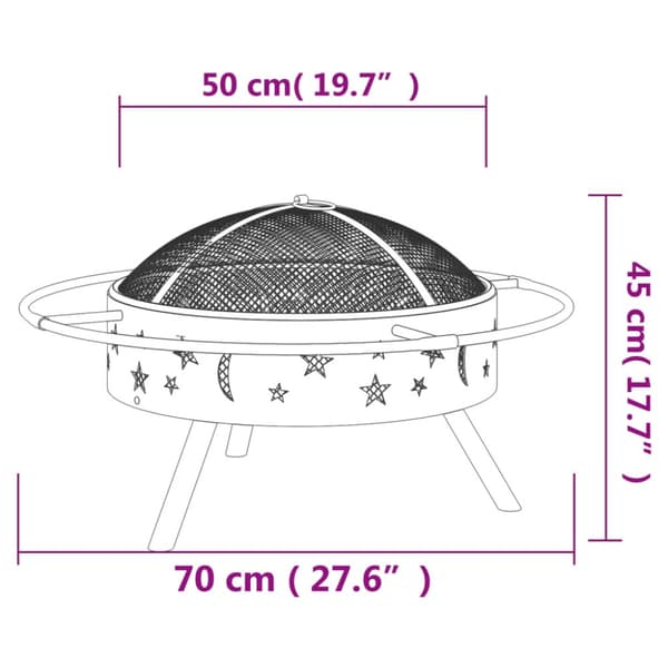 Eldstad med eldgaffel 70 cm XXL stål