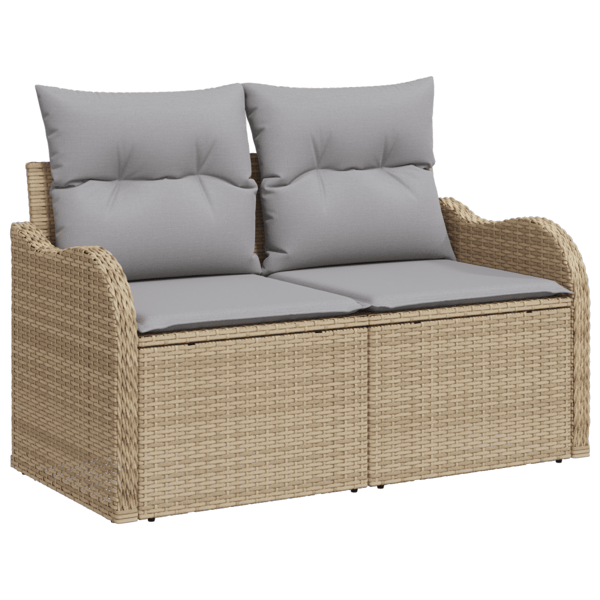 Trädgårdsoffset med lagring 9 pcs Beige Poly rattan
