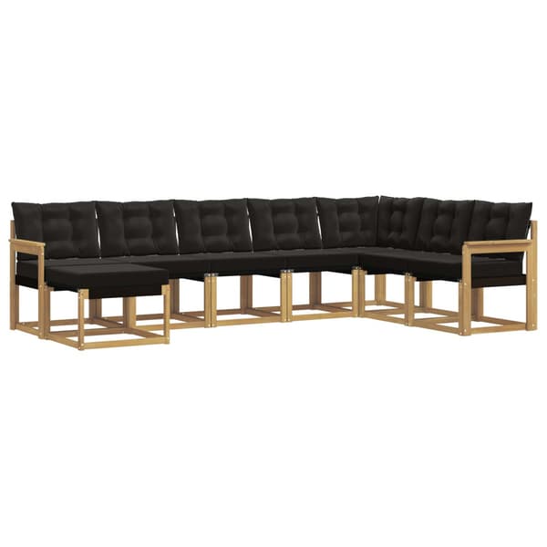 Utomhussoffset med kudde 8 pcs Vit och svart